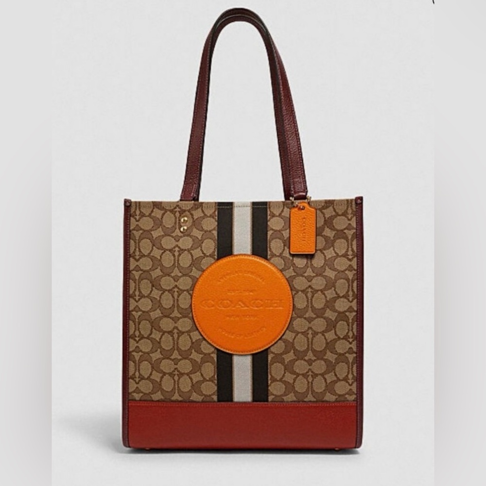 Coach 1917 Dempsey Tote in signature Jacquard w/ Stripe + Coach patch